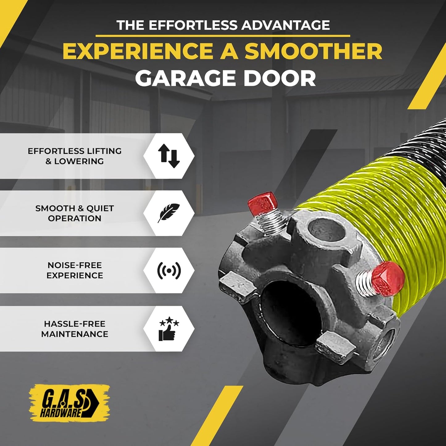 Garage Door Torsion Spring 207x1.75x30 Includes 1” Steel Bearing, Non-Slip Gloves, and Winding Bars for Left Side of Garage Door Precision E-Coating 5-Year Warranty Min. 30,000 Cycles (Red Cone)