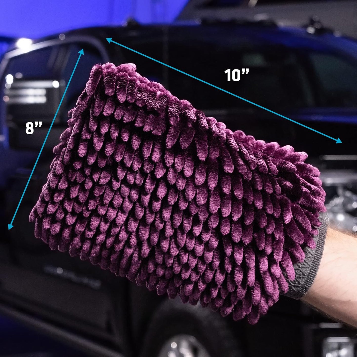 VIKING Car Wash Mitt, Microfiber for Car Cleaning, Premium Chenille, Purple, 10 inch x 8 inch, 2 Pack