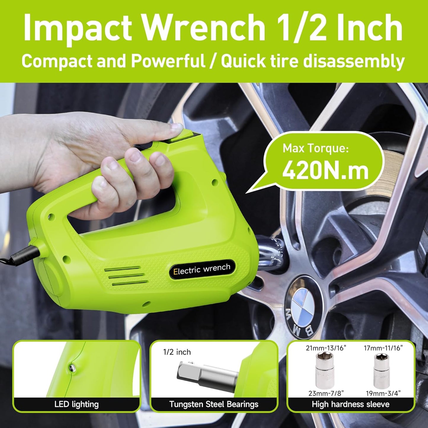 Electric Car Jack Kit 5T 12V Hydraulic Tire Jack with Double Cylinder Air Pump & LCD Touch Screen & Impact Wrench Portable Car Lift for Tire Changes and Roadside Emergencies