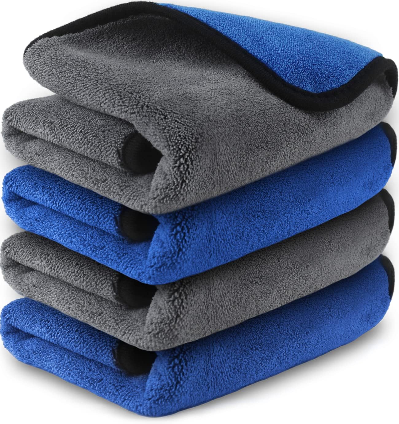 Airlab Microfiber Towels for Cars Wash Drying Thick Plush Cleaning Cloth Auto Detailing Super Absorbent for Interior & Exterior Lint Free, Streak Free, 16" X 16", 800 GSM, Pack of 4