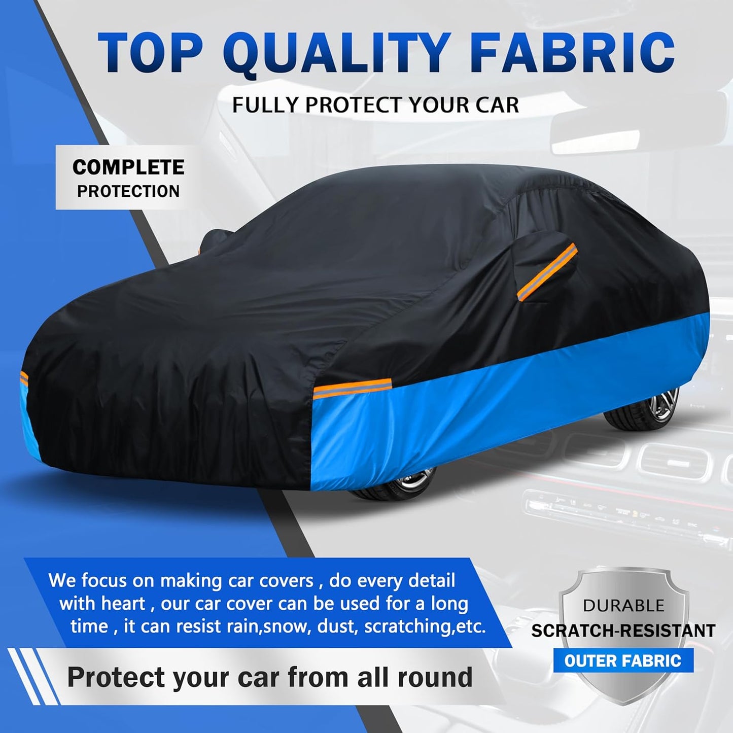 Car Cover Waterproof All Weather Outdoor Windproof Dustproof UV Protection Fit Coupe BMW 8 Series,Chevrolet Camaro/Corvette,Mercedes-Benz E- Class etc.