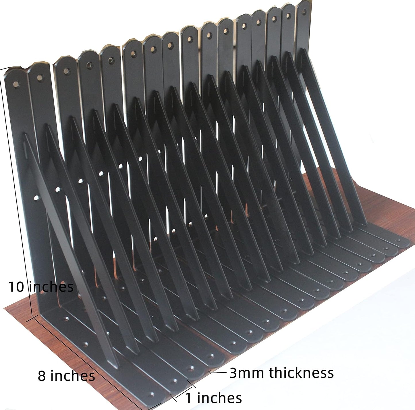 24 Pack L10 x H 8" Black Heavy Duty Shelf Brackets with Screws Metal Shelf Brackets Shelf Support Angle Brackets for Shelves L Brackets Heavy Duty Floating Shelf