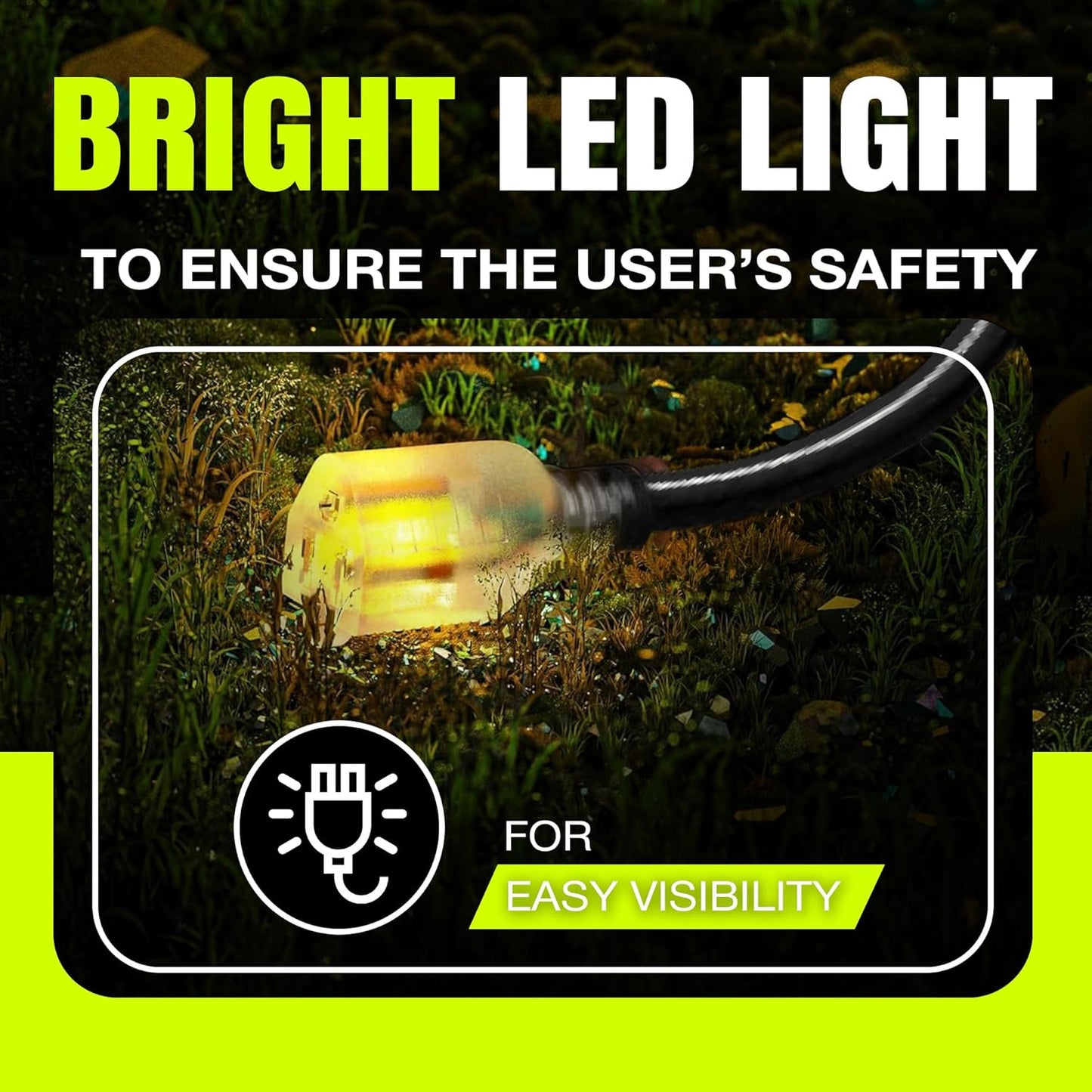 50ft Outdoor/Indoor Extension Cord 16/3 Gauge Heavy Duty 3 Prong SJTW, Waterproof, Flexible Cold-Resistant Long Power Cord,13A 125V 1625W, Black by LifeSupplyUSA