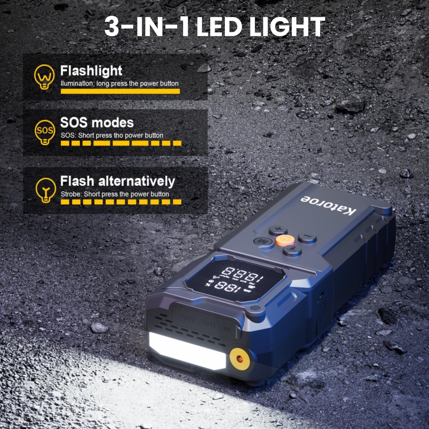 Jump Starter with Air Compressor, 4000A Jump Starter Battery Pack with 150PSI Tire Inflator, Portable Air Compressor, 12V Jump Starter for 9.0L Gas 7.0L Diesel Engines, Jumper Cables, Flashlight