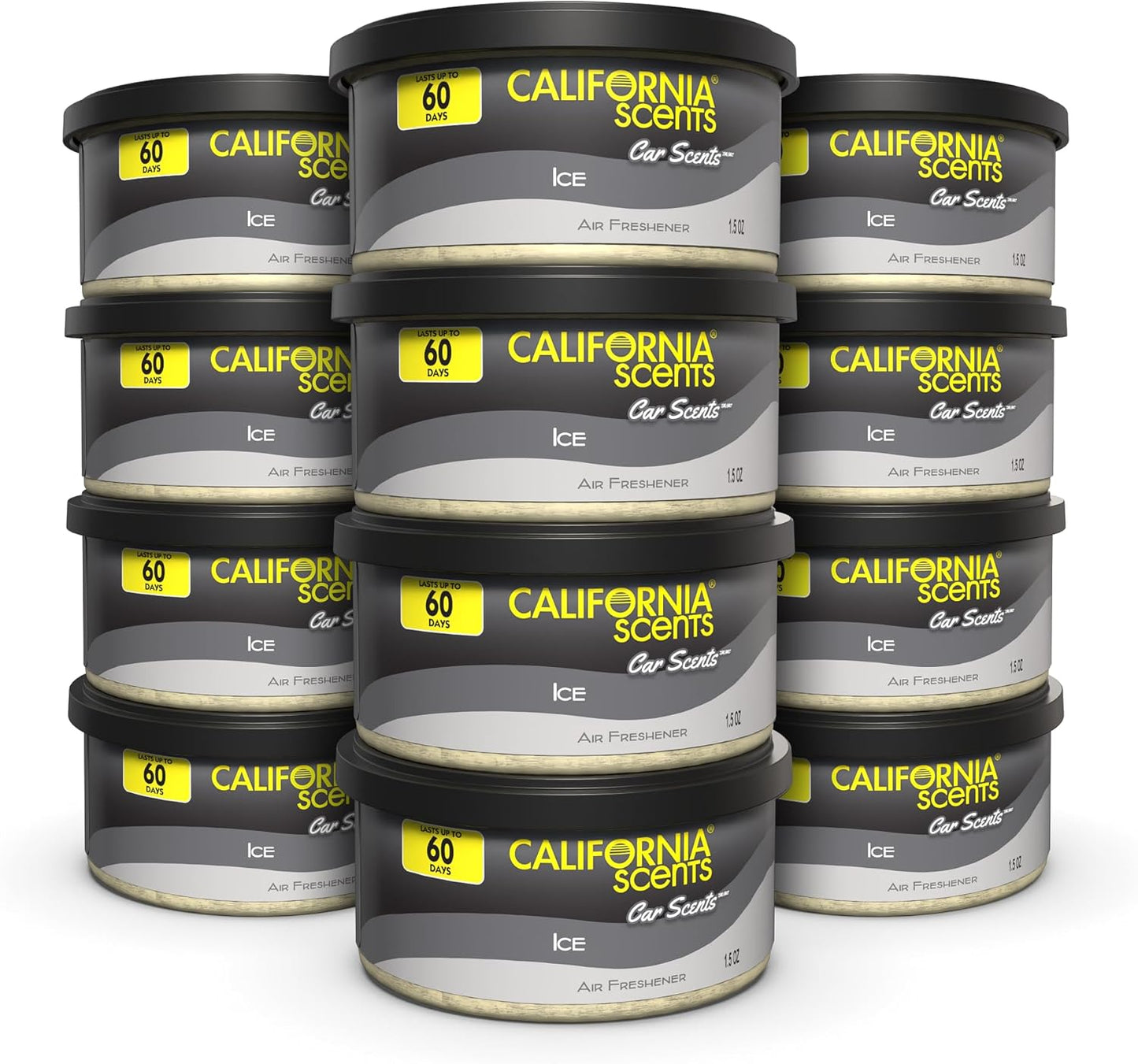 California Scents Car Freshener Can, Odor Neutralizer, Ice Scent, Pack of 12