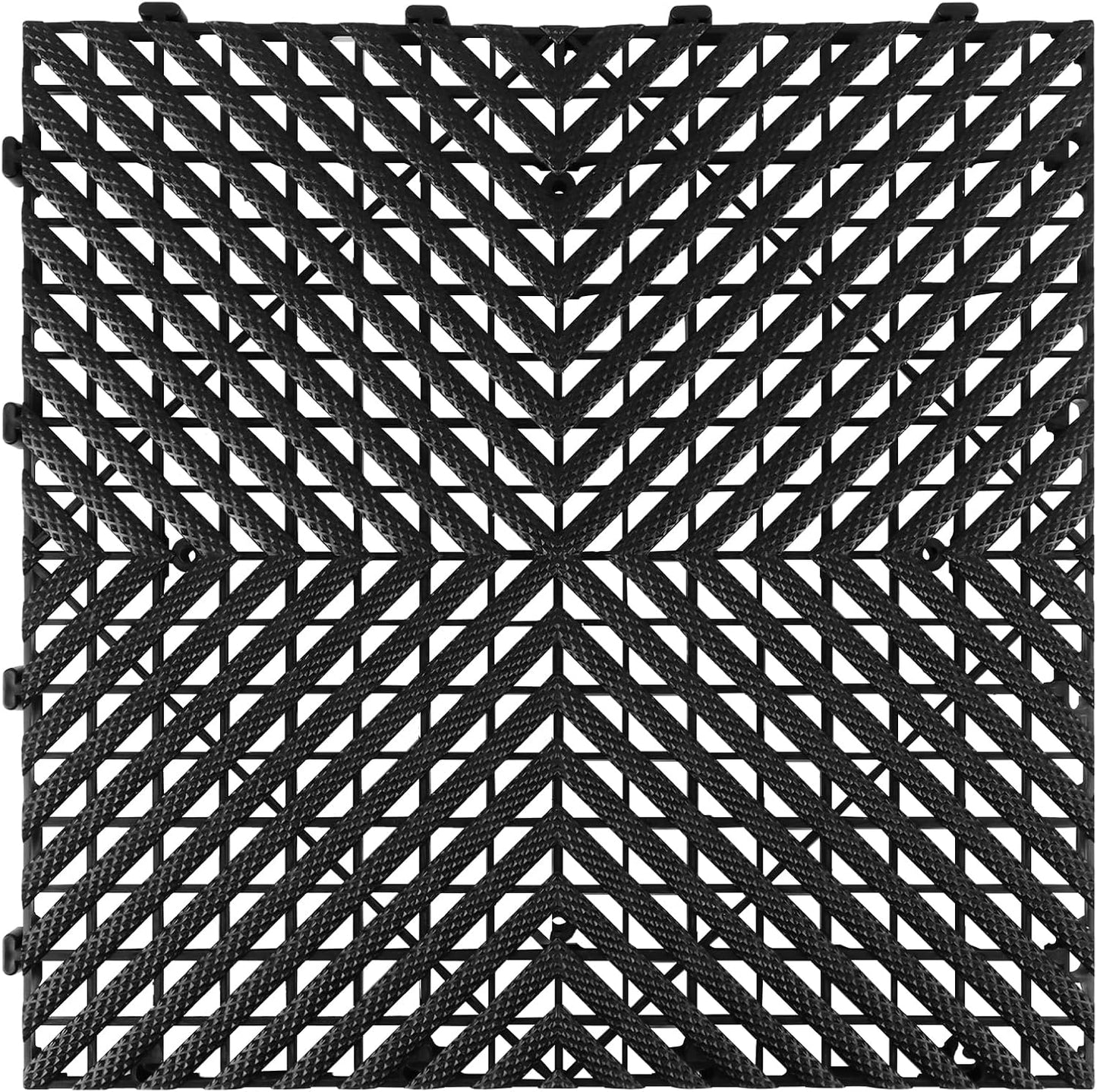 Interlocking Garage Floor Tiles - 0.79in,Vented, Self-Draining, Non-Slip Flooring, Modular, Virgin Polypropylene, Ideal for Garages, Patios, Basements, Decks -51.6 sq ft (Black, 30PCS)