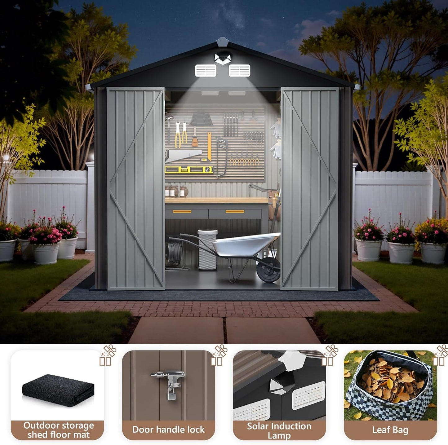 Outdoor Storage Shed 10x8 FT,Metal Tool Sheds,Waterproof Outside Storage Shed with Lockable Doors & Air Vent,Storage Building for Backyard Garden