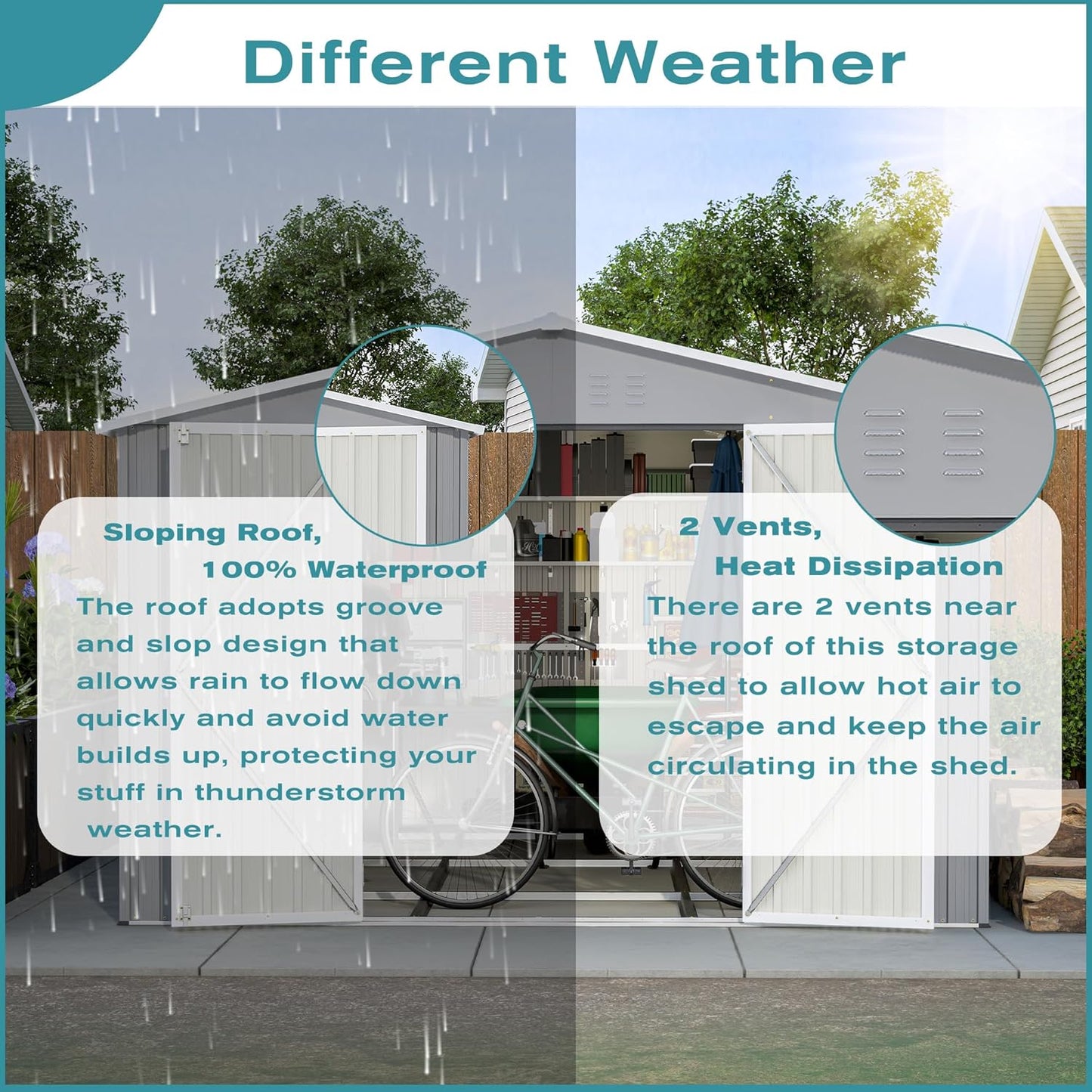 Large Outdoor Storage Shed, 10' X 12' Metal Galvanized Steel Garden Shed with 4 Vents, Utility Tool Shed Storage House for Backyard, Patio, Lawn