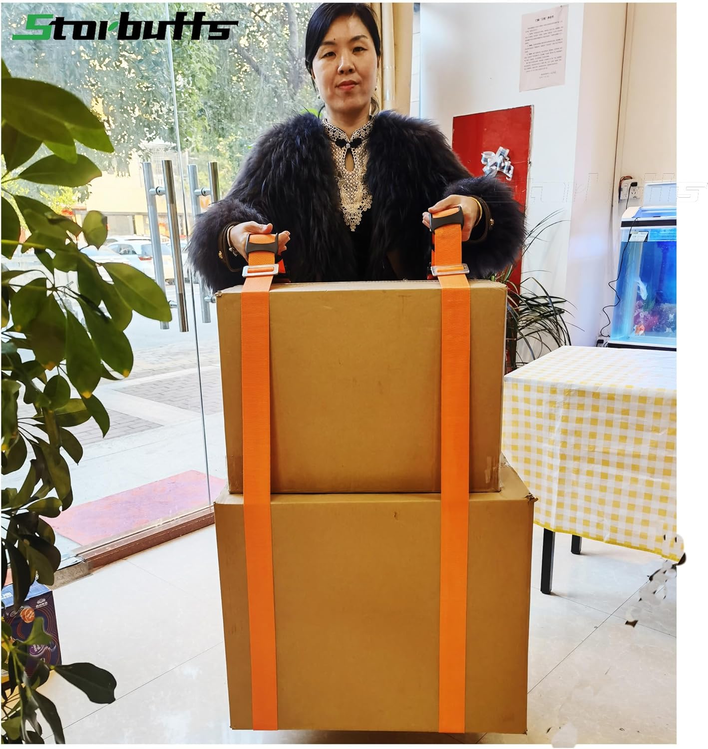 1-2 Person Lifting and Moving Straps Lift,Move and Carry Boxes, Appliances, Furniture - Ideal for Home, Factory, Outdoor Use,or Any Item up to 600 lbs. Safely and Easily Like a Pro, Orange