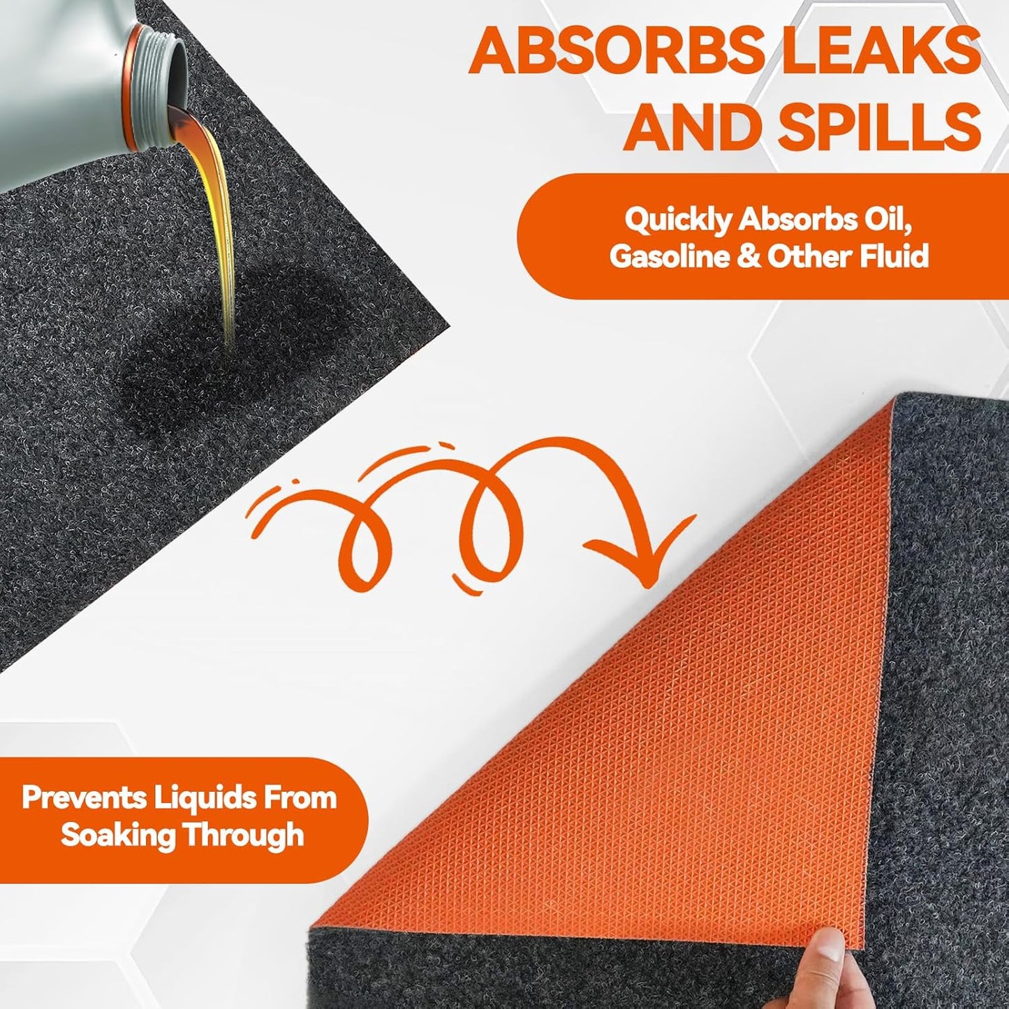 59" x 71" Heavy Duty Oil Spill Mat, Upgraded Garage Floor Mat for Under Car, 1/4" Waterproof Rubber Bottom Absorbs Oil Quickly, Washable, Reusable Oil Drip Leak Absorbent Pad