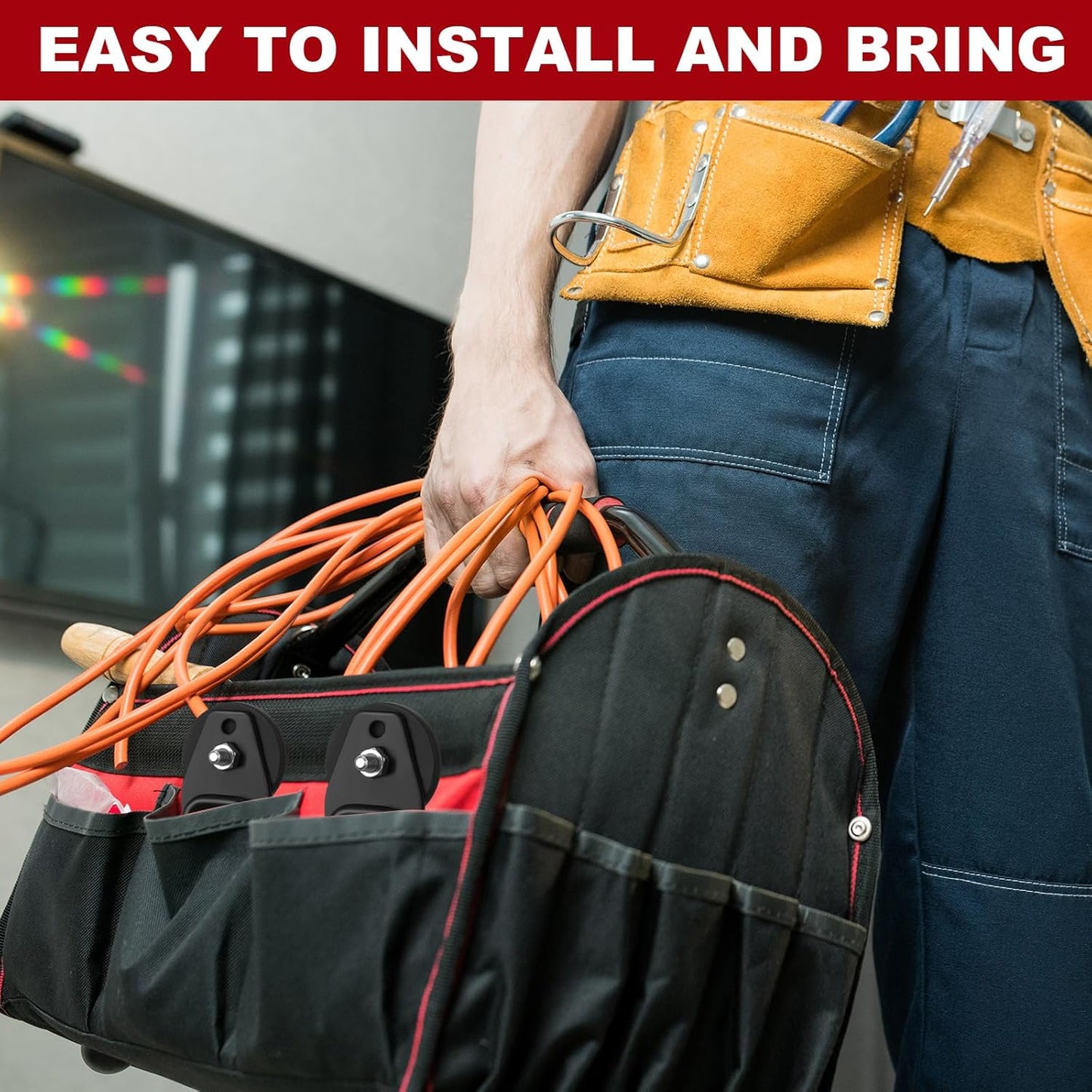 Landhoow Large Magnetic Hooks Heavy Duty Garage Magnet Hooks Strong Storage Utility Magnetic Hangers with Anti Slip Rubber Coating for Indoor and Outdoor Hanging(Black,4 Pcs)