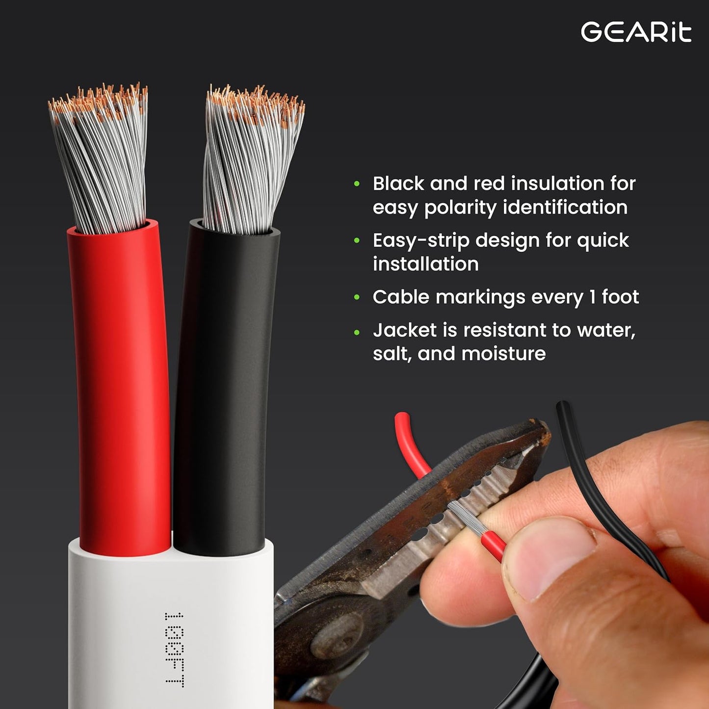 GEARit 14 Gauge Marine Wire, 14/2 AWG (50ft) Marine Grade Tinned Copper Oxygen Free, Duplex 2-Conductor Insulated Red & Black Electrical Cable for Boat, Automotive, RV, Camper, Trailer