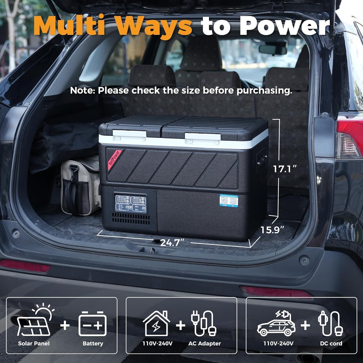 Setpower DT35 Electric Cooler Car Refrigerator with APP Control, 37QT(35L) Dual Zone Fridge Freezer, 12 Volt Portable Refrigerator Plug in Cooler for Vehicle,SUV,Truck