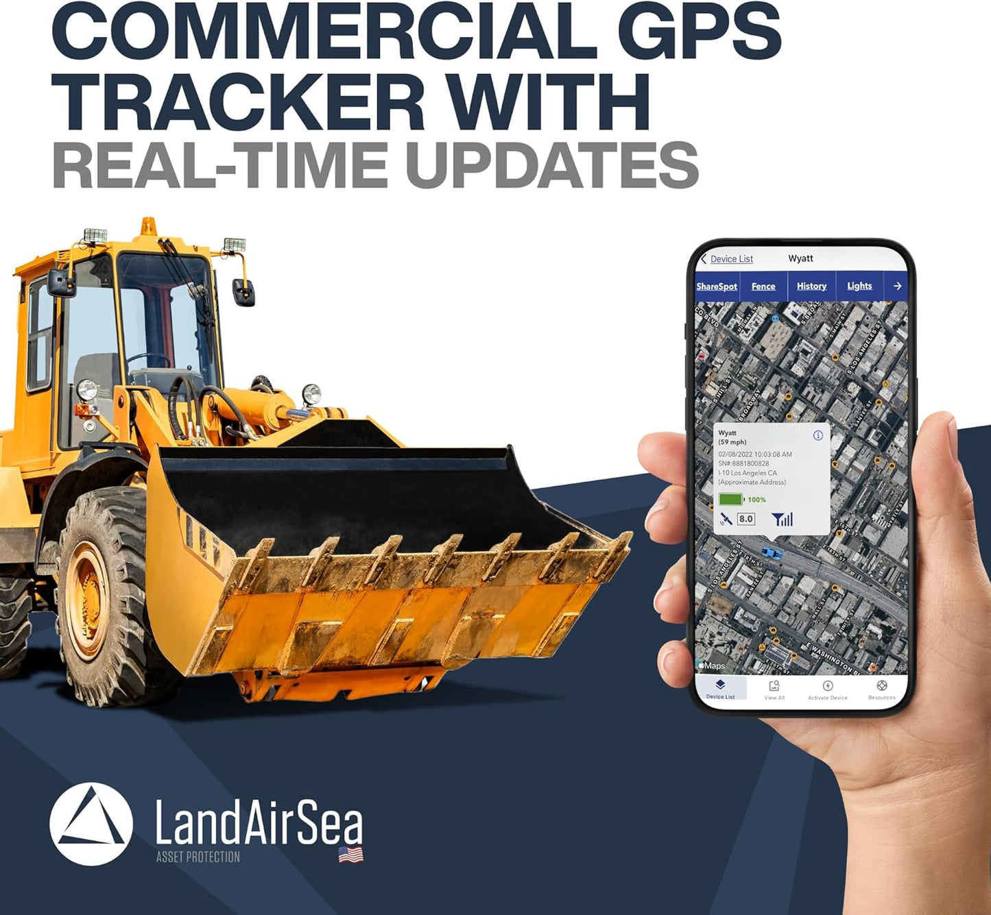 LandAirSea Overdrive Permanent GPS Tracker - Includes Waterproof Hardwire Kit and Permanent Mount. Perfect for Long-Term Tracking of Equipment, Vehicles, and More. Real-Time Global Tracking.