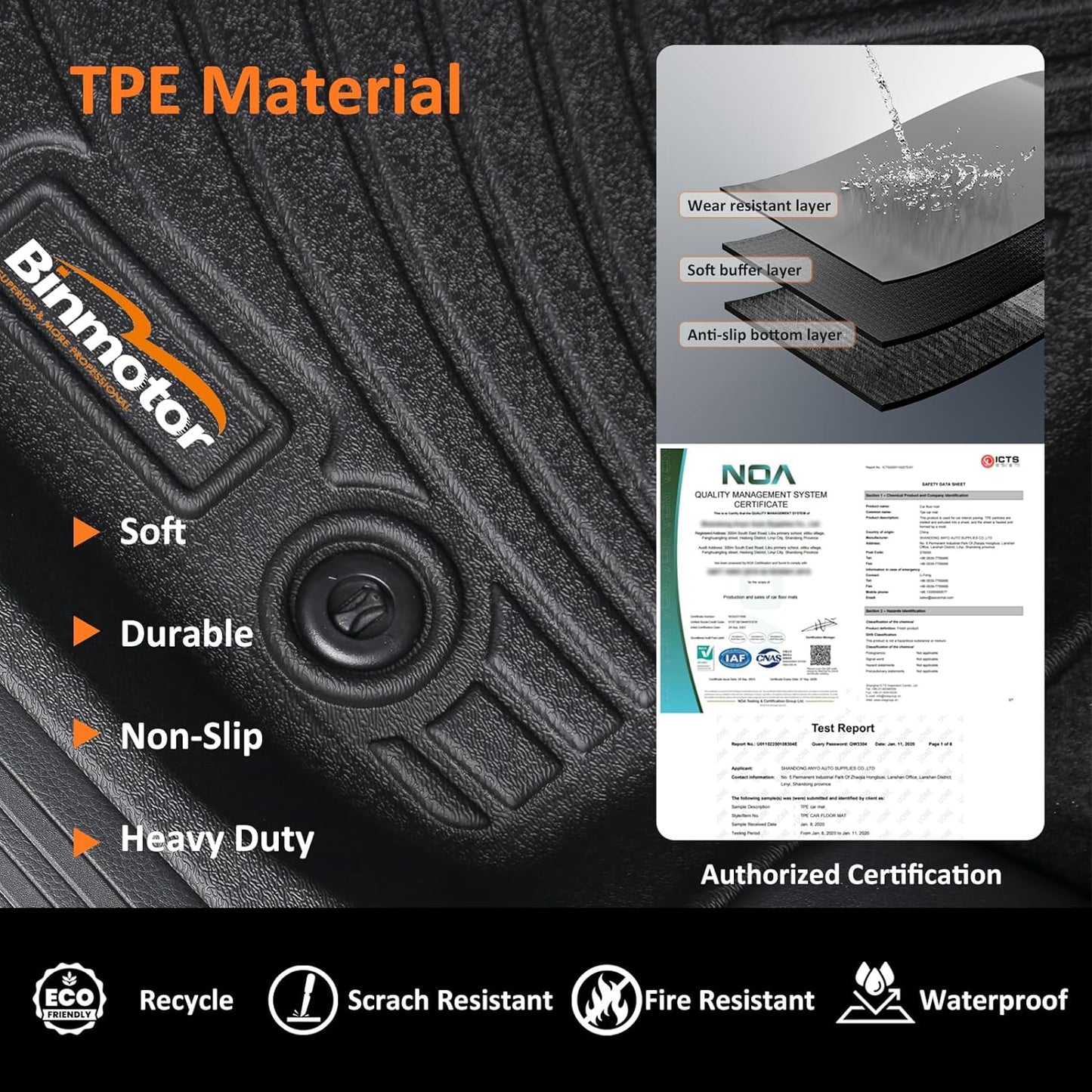 Binmotor-Floor Mats & Cargo Liner for Cadillac XT5 2017-2025, All Weather Car Floor Mat TPE Rubber Mats Cargo Mat Trunk Mat for Cadillac XT5 Accessories