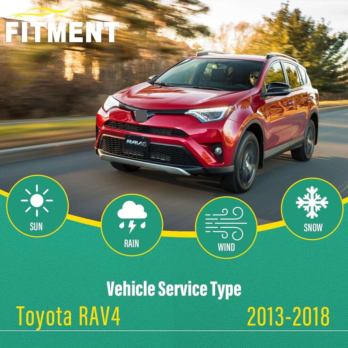 26" 16" 10" Windshield Wiper Blades Replacement for Toyota RAV4 2013 2014 2015 2016 2017 2018 Premium All Weather Front Rear Wipers Set - OEM Quality (Pack of 3)