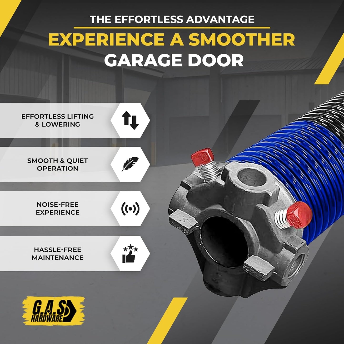 Garage Door Torsion Springs 262x2x33.5 Includes 1” Steel Bearing, Gloves, and Winding Bars for Left and Right Side of Garage Door Precision E-Coating 5-Year Warranty Minimum 30,000 Cycles (Pair)
