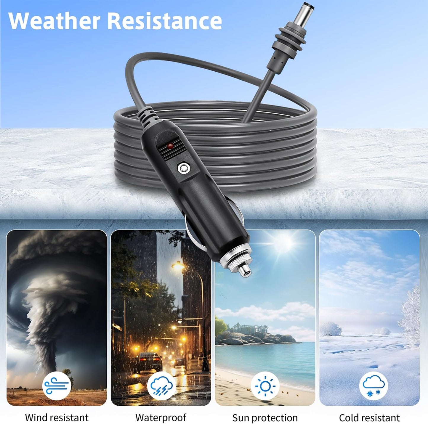 Starlink Mini Cable 12V 24V Car Adapter 10FT/3M Cigarette Lighter to DC Cord Replacement DC Power Cable 18AWG for Starlink Charging Cord Waterproof