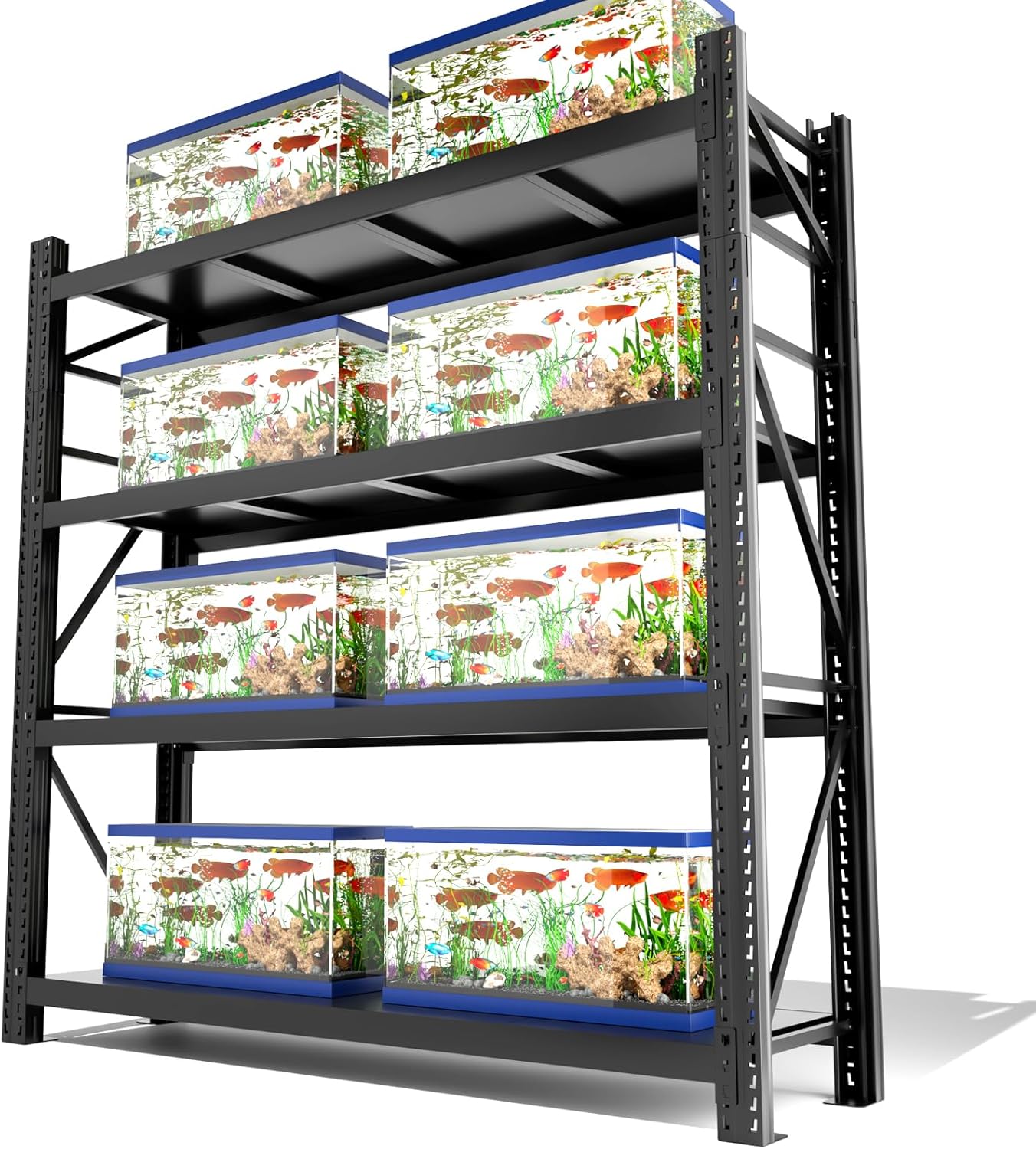 Garage Shelving Heavy Duty - 6.5ft W Extra Large Metal Shelving Units and Storage for 6500lbs, 4tier Adjustable Basement Storage Industrial Shelves Pallet Racking Organizer (23.6"D *78.7"W * 78.7"H)