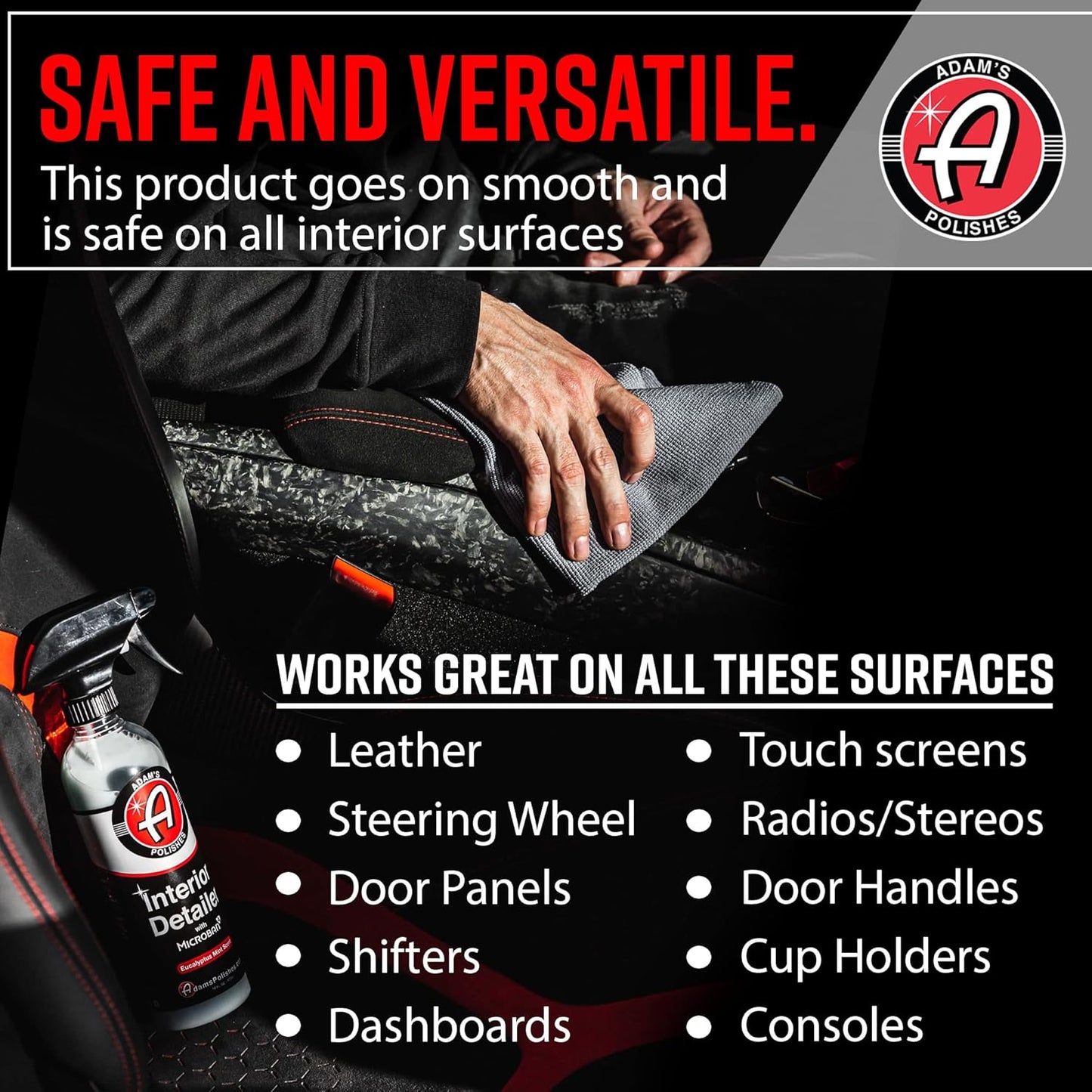 Adam's Polishes Interior Detailer 16 fl. oz (Sweet Almond) - Total Car Interior Cleaner, Protectant & Dressing | All Purpose Cleaner & Leather Conditioner | Vinyl, Dashboard, Screen, Seat Cleaner