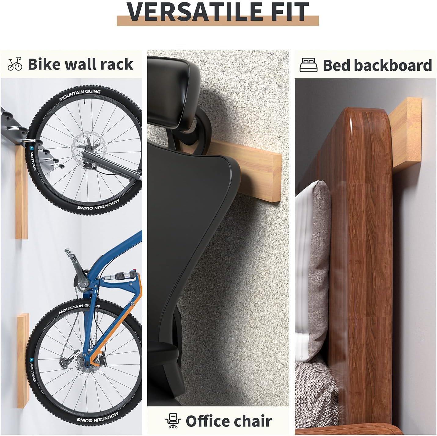 GWP04 Wood Grain Garage Wall Protector Car Door Protectors, Garage Accessories, Parking Stopper for Garage, Tool-Free, Designed in Germany (2-Pack)