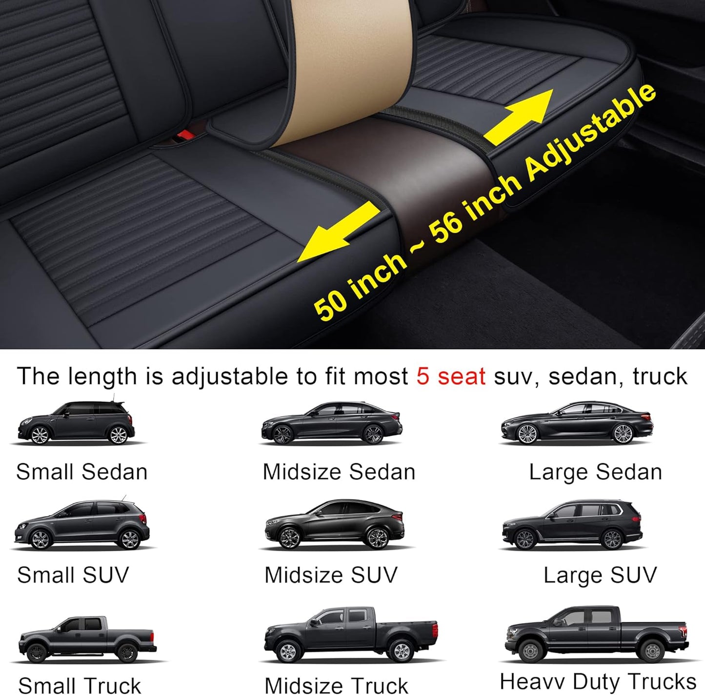 LINGVIDO Car Seat Covers, Breathable and Waterproof Faux Leather Automotive Seat Covers for Cars SUV Truck Sedan,Universal Anti-Slip Seat Cover with Backrest (Rear Seat, Black-Blueline)