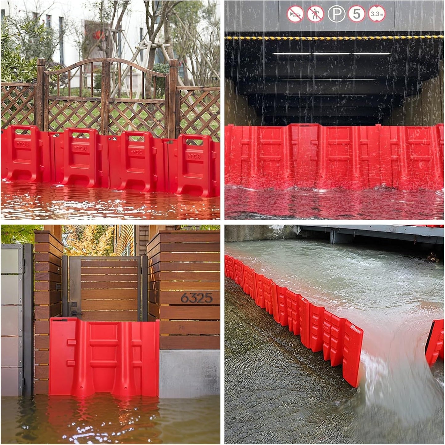 Flood Prevention Barrier, ABS L-Type Baffle Water Barrier Reusable, Door Flood Barriers for Home, Removable Combined for Garage Doors, Warehouses, Basements and School (16pcs)