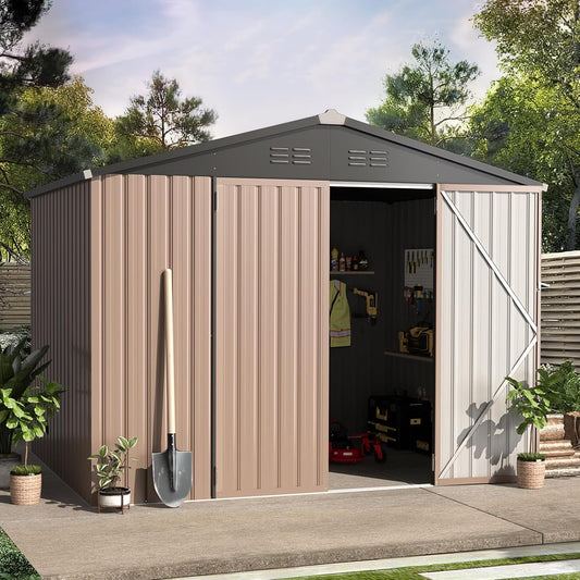 U-MAX 8x6 Storage Sheds & Outdoor Storage, Small Outdoor Storage Garden Outside Shed kit, Galvanized Metal Utility Shed for Backyard, Patio and Lawn