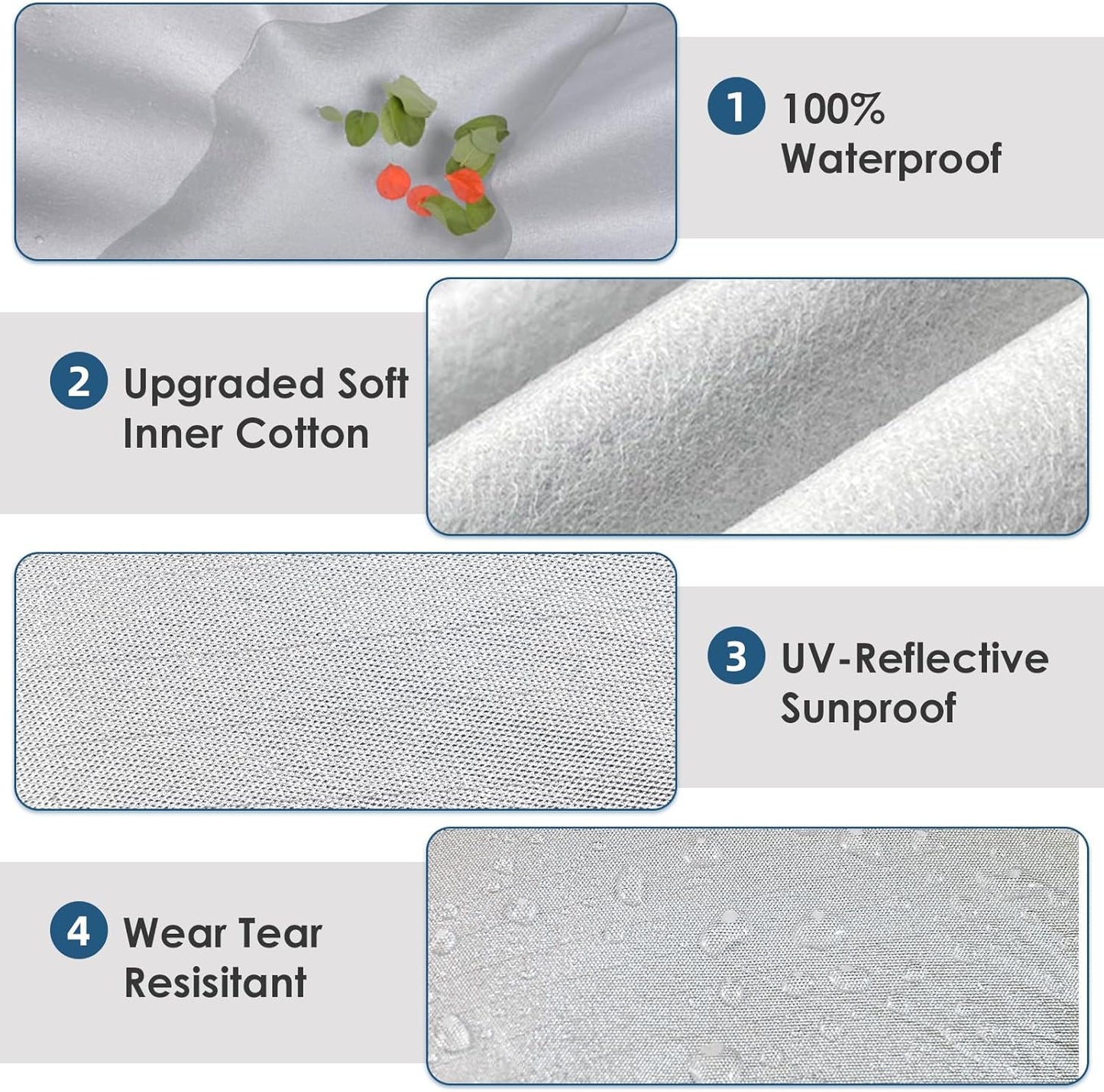 AUQDD 6-Layers Premium SUV Car Cover Waterproof All Weather Weatherproof UV Sun Protection Snow Dust Storm Resistant Outdoor Exterior Custom Form-Fit Full Padded Car Cover with Straps 198"-208" K9