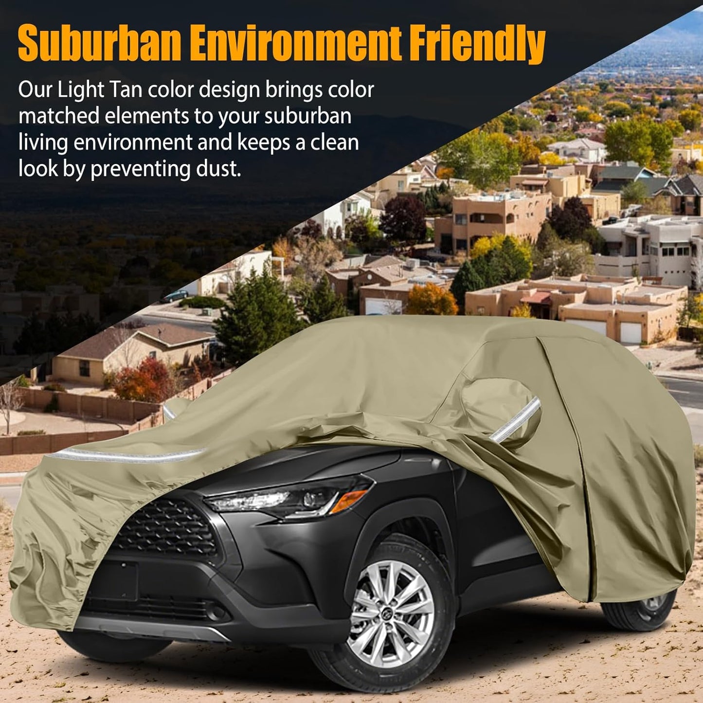 Waterproof Car Covers Replace for 2019-2025 Toyota Corolla Cross, Multilayer Heavy Duty with Cotton Liner All Weather Car Cover with Zipper Door, Windproof Bands for Snow Rain Dust Protection