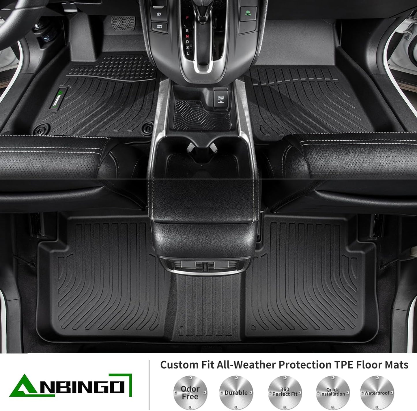 ANBINGO® Floor Mats Custom Fit for Hyundai Elantra 2025 2024 2023 2022 2021& Elantra N All Weather Protection TPE Heavy Automotive Floor Liners 1st & 2nd Row Full Set Accessories, Black