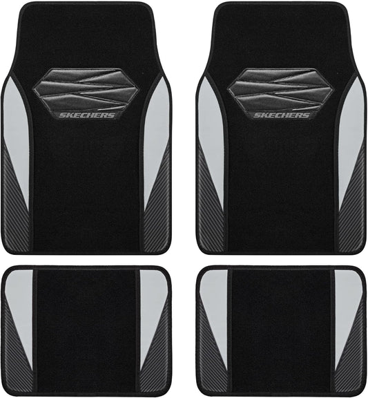 Skechers Car Floor Mats,Waterproof Universal Fit Car Mats,Faux Leather Car Floor Mats,Carbon Floor Mats for Cars with Anti-Slip Skechers Heel Pad Fit for SUV,Vans,Sedans,Trucks,Grey
