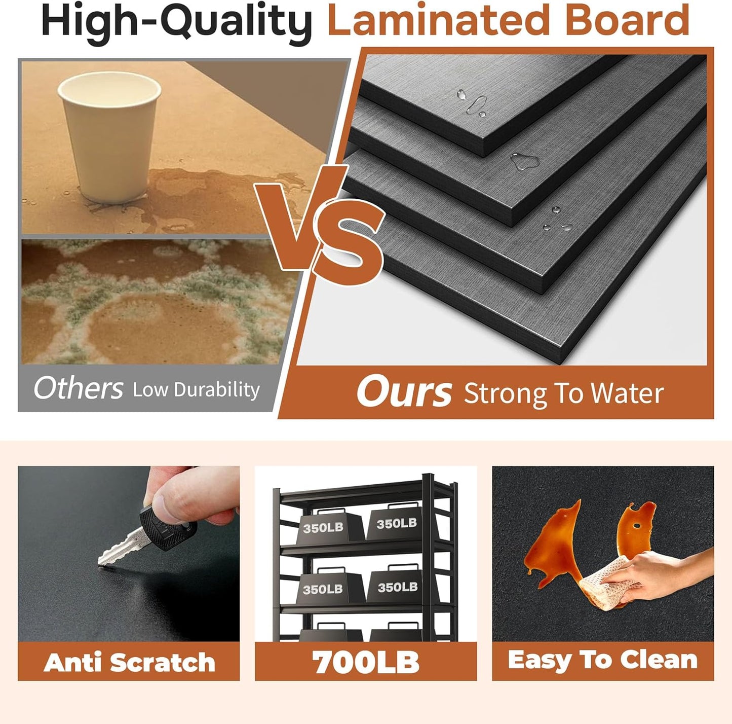 72" H Garage Shelving 5 Tier Shelving Unit, 3500Lbs Adjustable Metal Garage Storage Shelves Heavy Duty for Basement, Warehouse, Kitchen, Pantry (72'H X 35''W X 16''D)