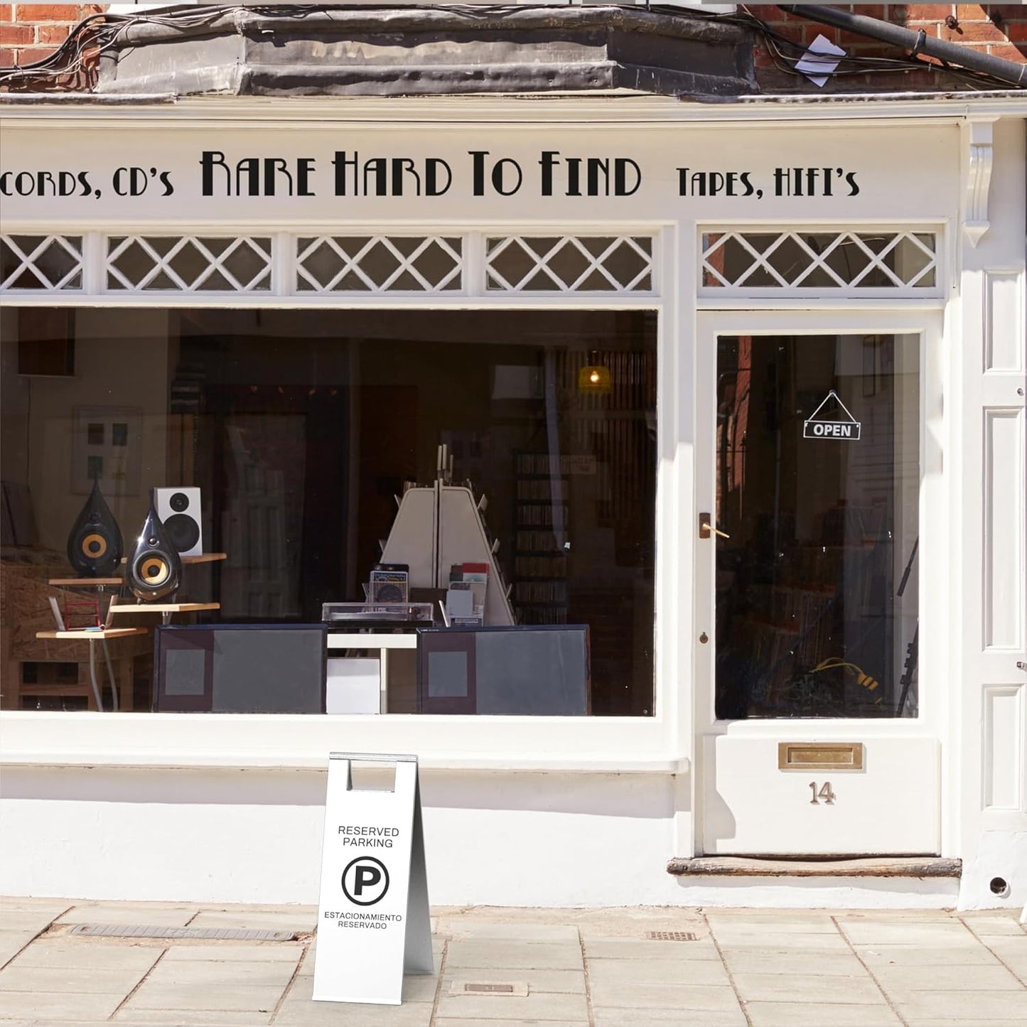 Reserved Parking Sign – Foldable Heavy Duty Plastic A-Frame with Bold “P” Symbol, Bilingual English & Spanish – 24" Tall Reserved Spot Marker for Storefront, Driveway, Garage – Silver