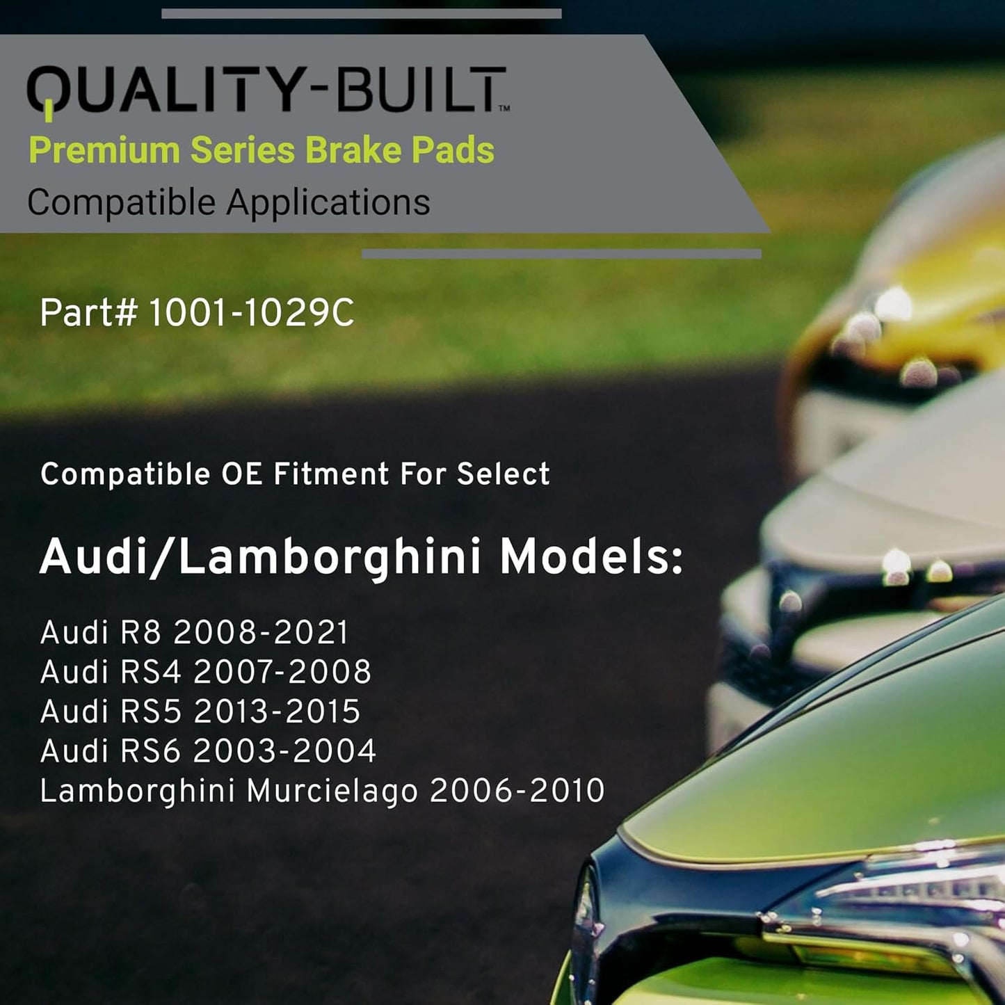 Premium Ceramic Front Brake Pads (1001-1029C) Compatible with Audi R8 2008-2021, Audi RS4 2007-2008, Audi RS5 2013-2015, Audi RS6 2003-2004, Lamborghini Murcielago 2006-2010