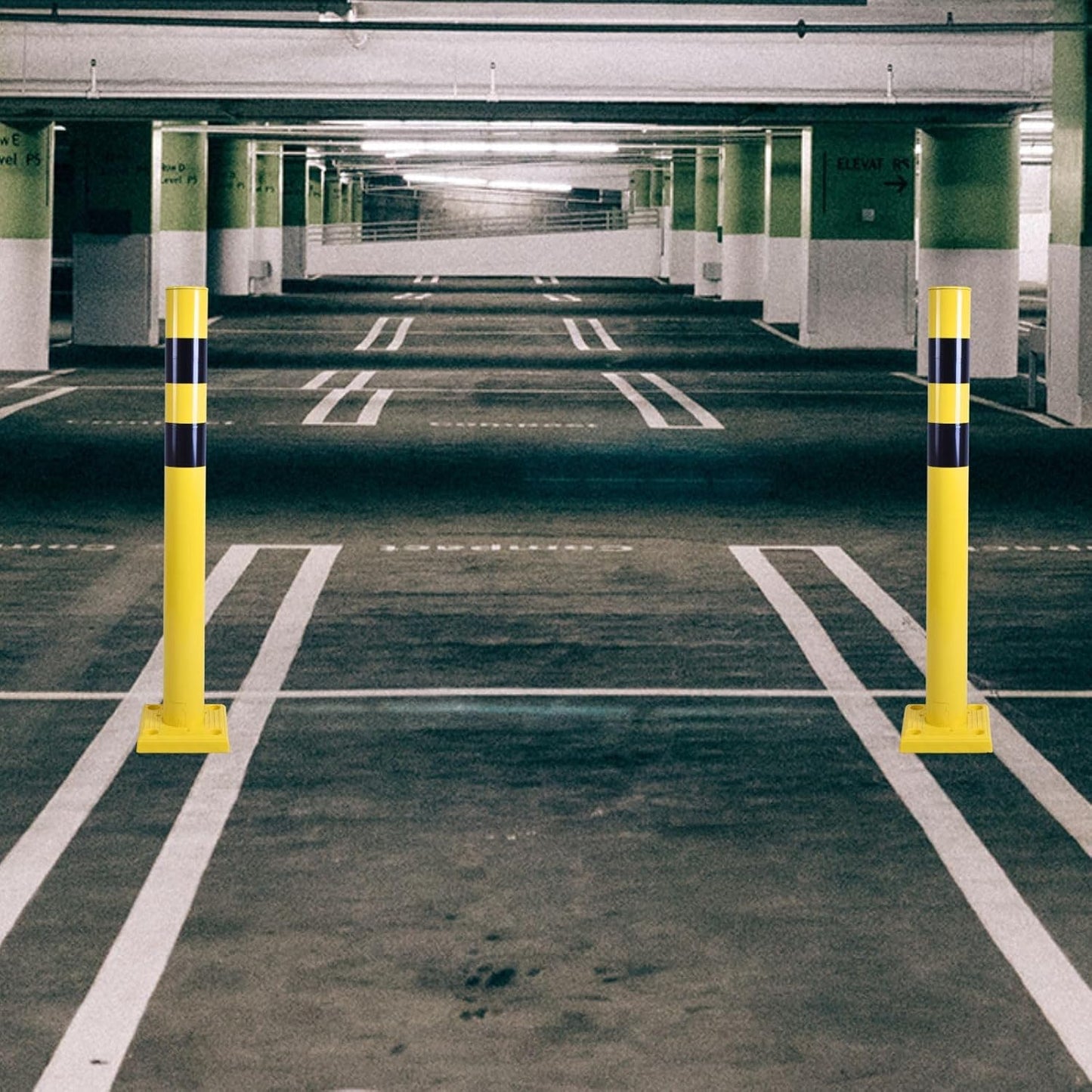 4 Pack 4" Diameter SpringBack Safety Bollard Post with 4 Anchor Bolts for Parking Garage, Warehouse, Driveway & Outdoor Use (42"H 4Pack)