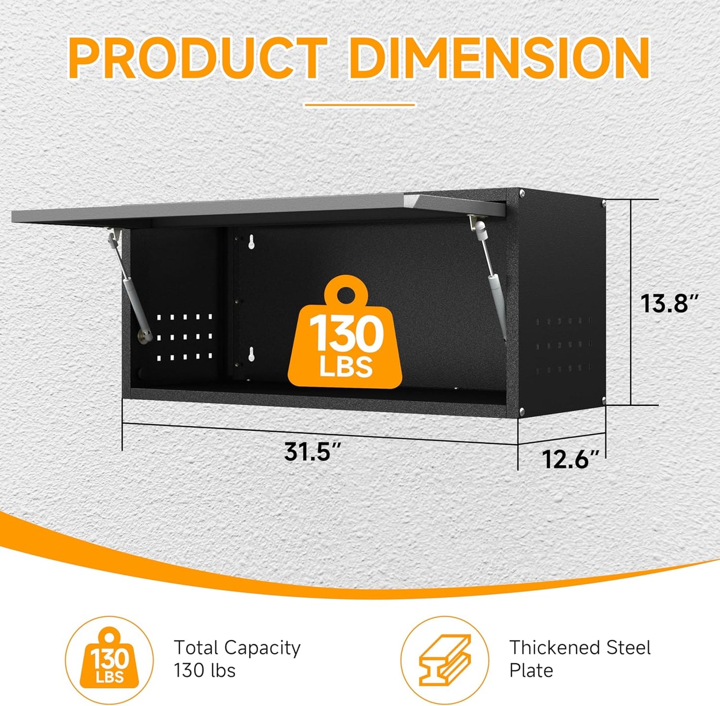 Metal Garage Wall Cabinet with Doors Side with Holes,13.8" H 1 Door Small Wall Hanging Tool Chest Cabinet,Garage Storage Cabinet for Garage, Basement, Kitchen, Warehouse,Office, Bathroom-Black Gray