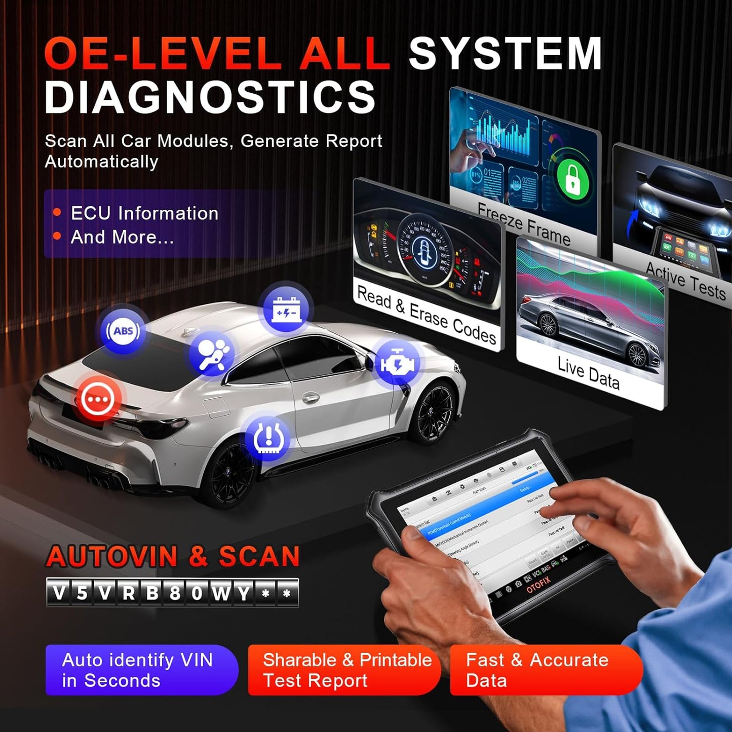 OTOFIX D1 Lite 2025 Bidirectional Scan Tool, 2 Years Free Update, 38+ Services, All System Diagnostic Scanner, Active Tests, AutoAuth FCA SGW, AutoVIN, CAN FD & DoIP, 99% Car Coverage
