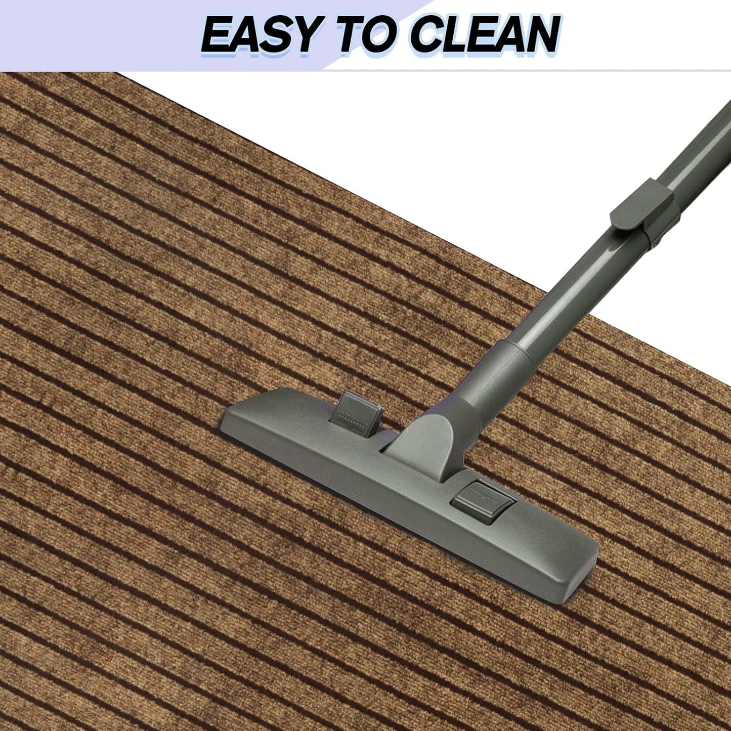 Custom Size Backed Non-Slip Area Rugs Runner, Easy Clean, Waterproof Runner Rugs for Hallway Entryway, Kitchen, Laundry, 4FT x 26FT, Brown Stripe