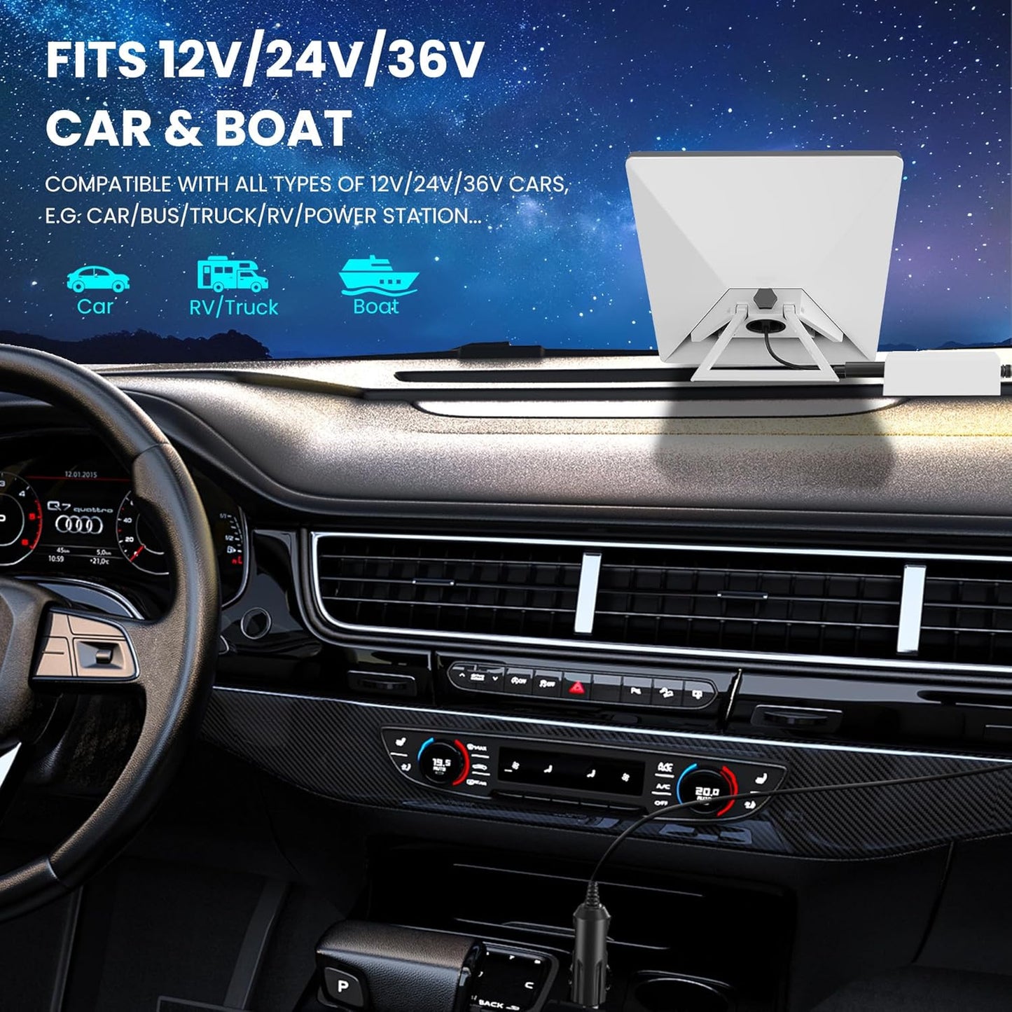 Car Charger/Car Power Adapter for Starlink Mini, 12V/24V/36V Cigarette Lighter Adapter with 20 AWG 40inch Cable on Car/Truck/RV/Boat, Step-Up Converter, Support 60M/200FT Extended Range