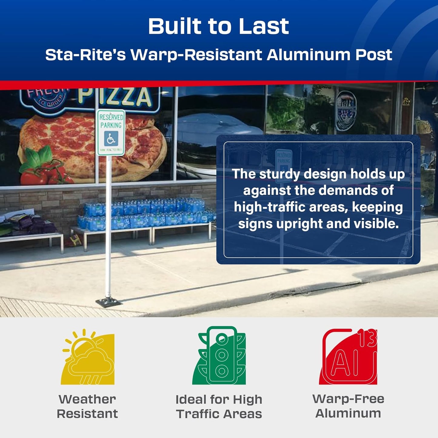 Impact Recovery - Sta-Rite Flexible Sign Post - Sign Holder - Handicap Parking Signs - Made in the USA - 78” Van Accessible Signage