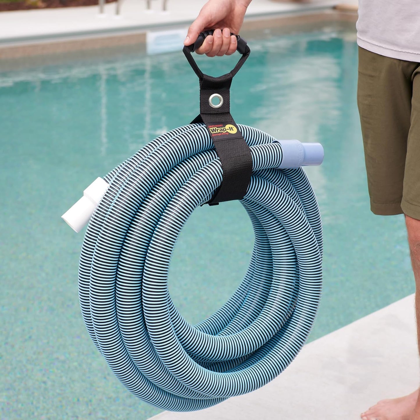 Easy-Carry Wrap-It Storage Straps - 28” (2-Pack) Black with Grommet - Cord Wrap and Hose Organizer for Your RV Tool Kit