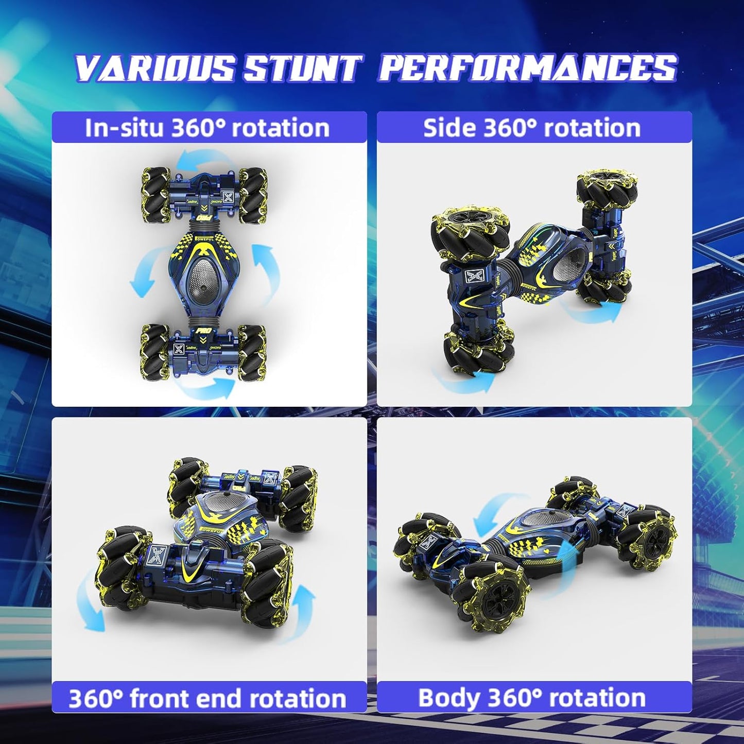 Gesture Sensing RC Stunt Car Toys for Boys Girls 6-12, 4WD Drift Hand Controlled Car Offroad 360° Rotation with Lights Music for Kids Age 7 9 10 11 12 Years Old Birthday Xmas Gifts
