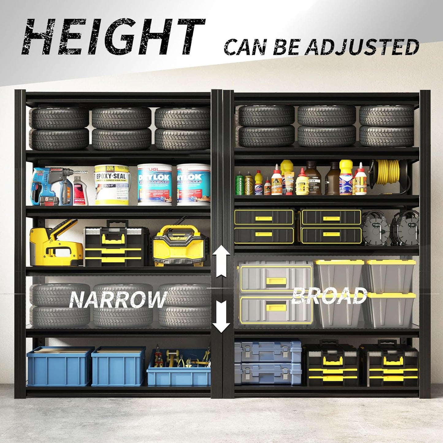 82" H Heavy Duty Garage Shelving 3000LBS Storage Shelves Adjustable 6 Tier Metal Shelving Unit, Industrial Utility Rack for Garage, Workshop, Basement, Home Office 82" H*48W*18D