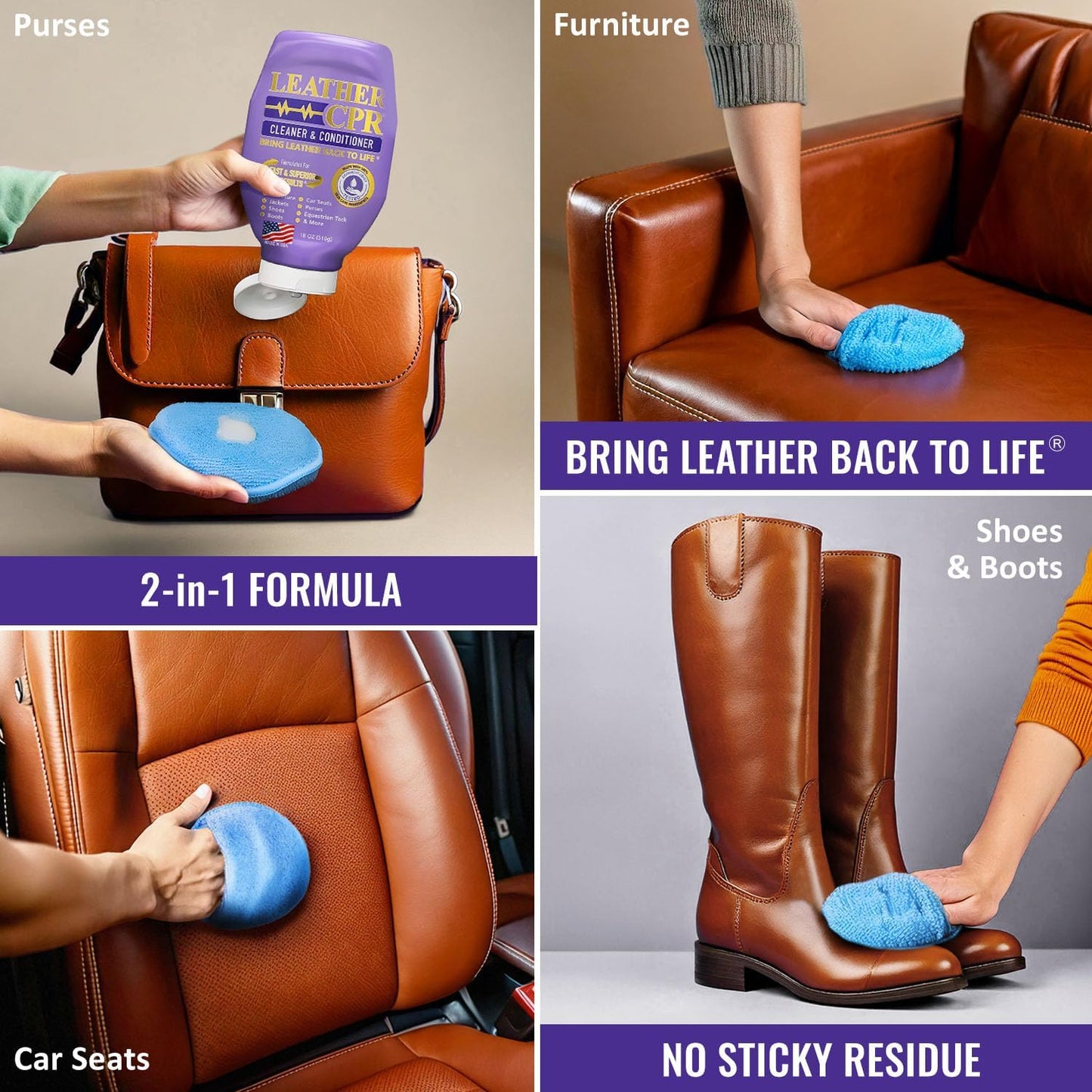 Leather CPR Cleaner & Conditioner 18oz - Cleans, Conditions, Restores & Protects Leather Furniture, Handbags, Car Seats, Interior, Jackets, Boots, Purses, Shoes, Couch, Saddles, Tack & More