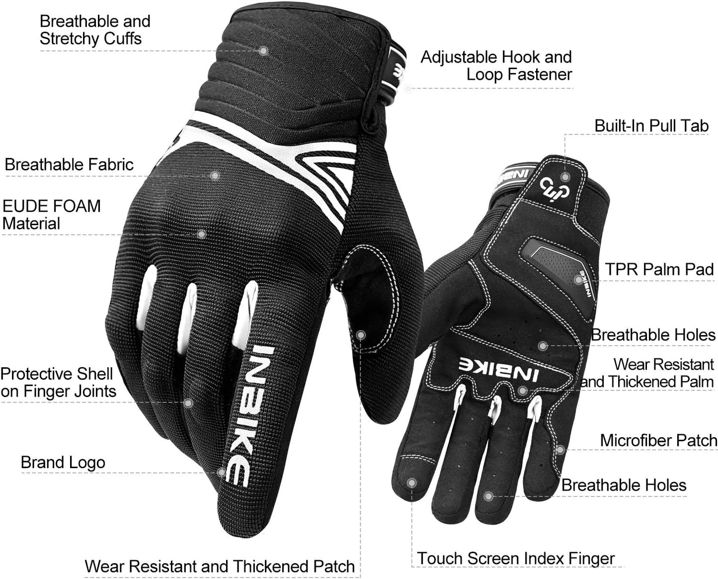 INBIKE Breathable Mesh Motorcycle Gloves Touchscreen with TPR Palm Pad Hard Knuckles