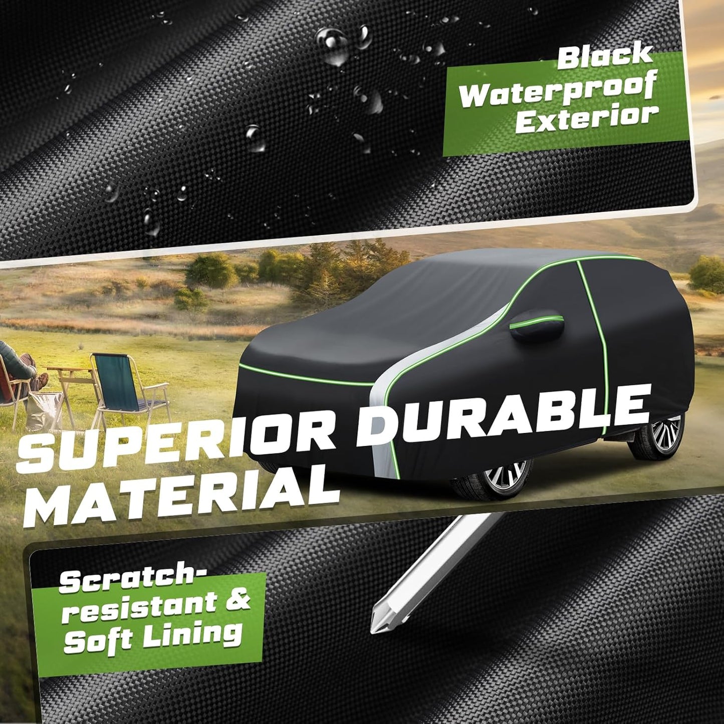 Mixsuper Liner Car Cover for Kia Telluride 2020-2026, 7 Layers Waterproof Car Cover Accessories for Telluride with Zipper Door, Windproof Straps, Reflective Strips, Anti-UV, All Weather