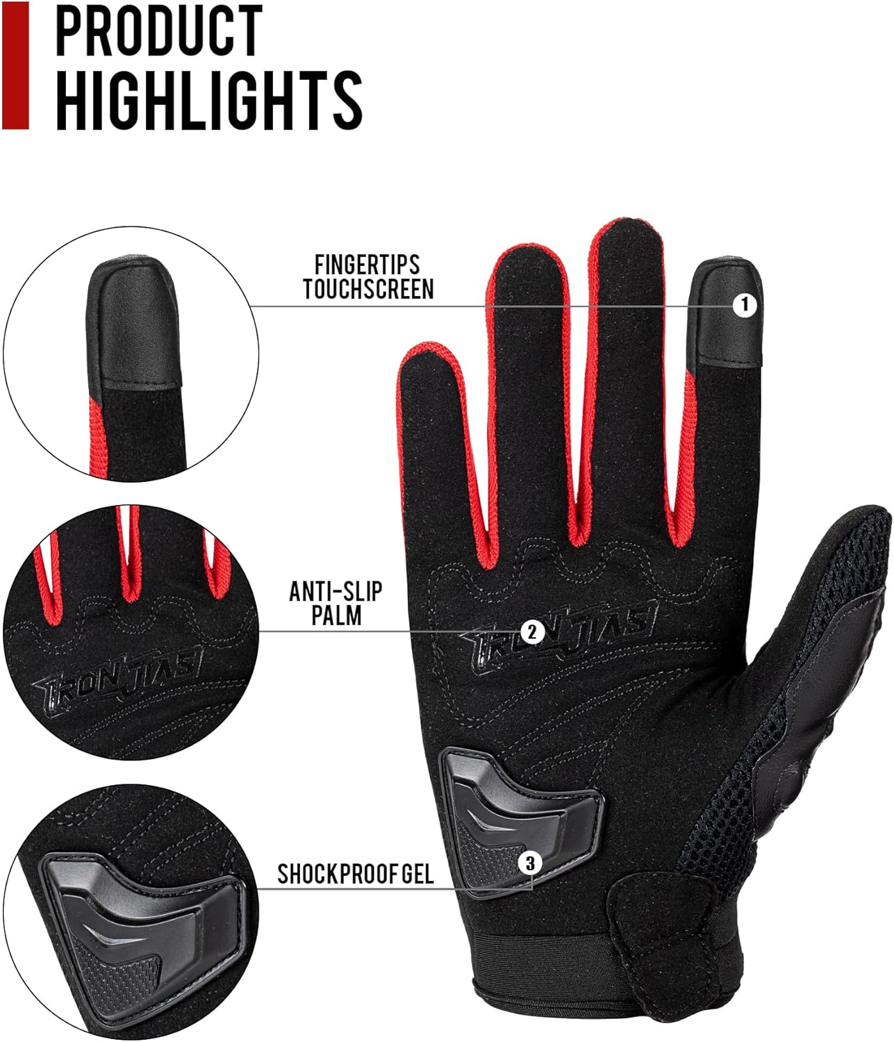 Motorcycle Gloves Touch Screen for Men Women Padding Hard Knuckle Cycling Motorbike ATV Hiking Riding Climbing Glove