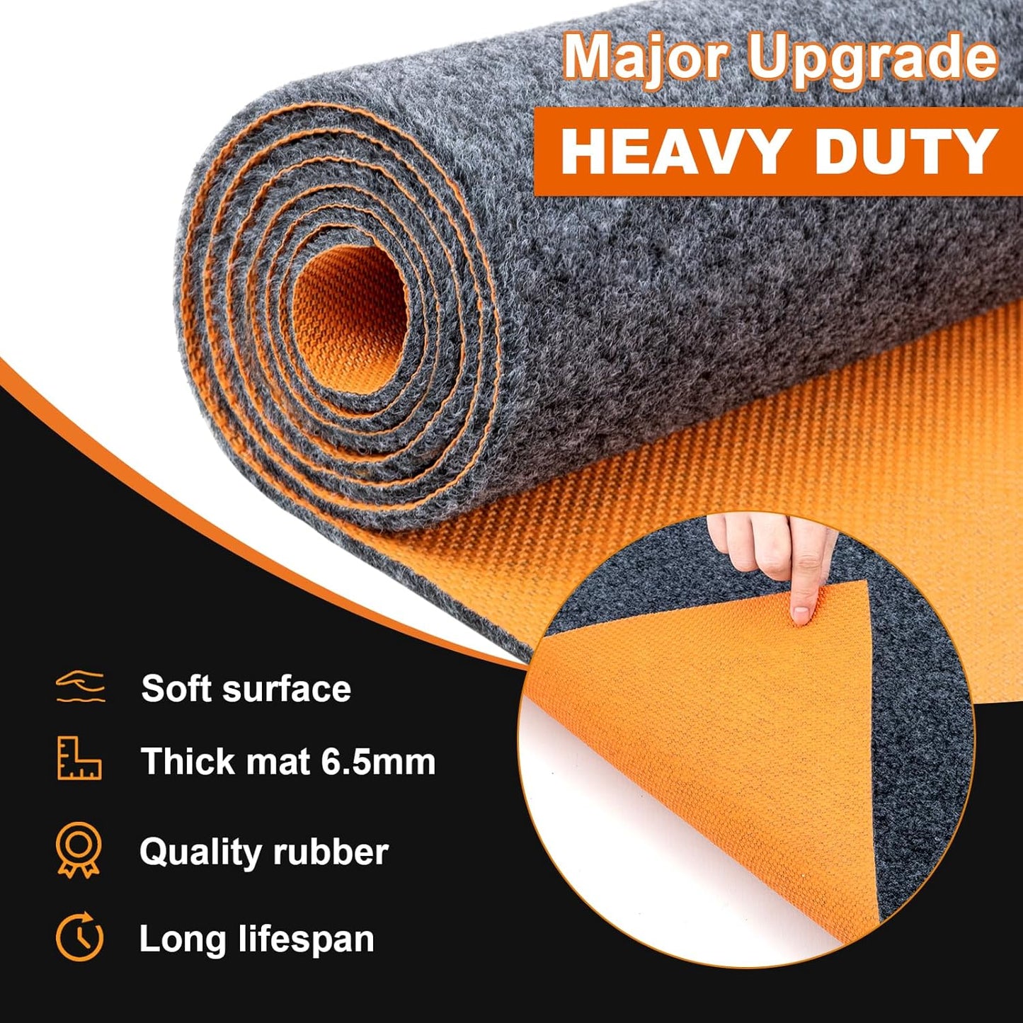 8.5 * 6.6 Ft Heavy Duty Oil Spill Mat, 6.5mm Thickened Large Garage Floor Mat for Under Car, 1/4" Waterproof Rubber Backing Absorbs Oil Quickly, Washable, Reusable, Durable, Non-Slip
