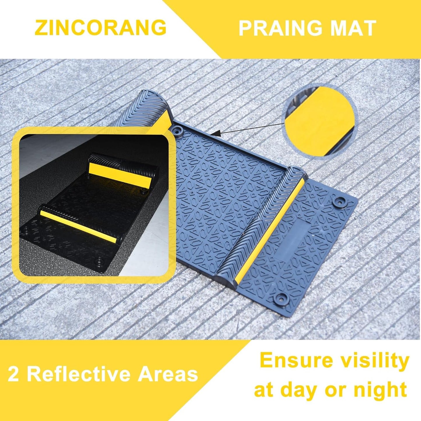 11''x21''/28cmx53cm Parking Guide Mats,Durable Self Adhesive Anti-Skid Wheel Stopper, Parking Assistance Accessories for Garage Vehicles (4 Pack)